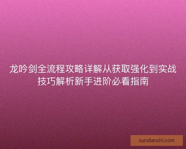 龙吟剑全流程攻略详解从获取强化到实战技巧解析新手进阶必看指南